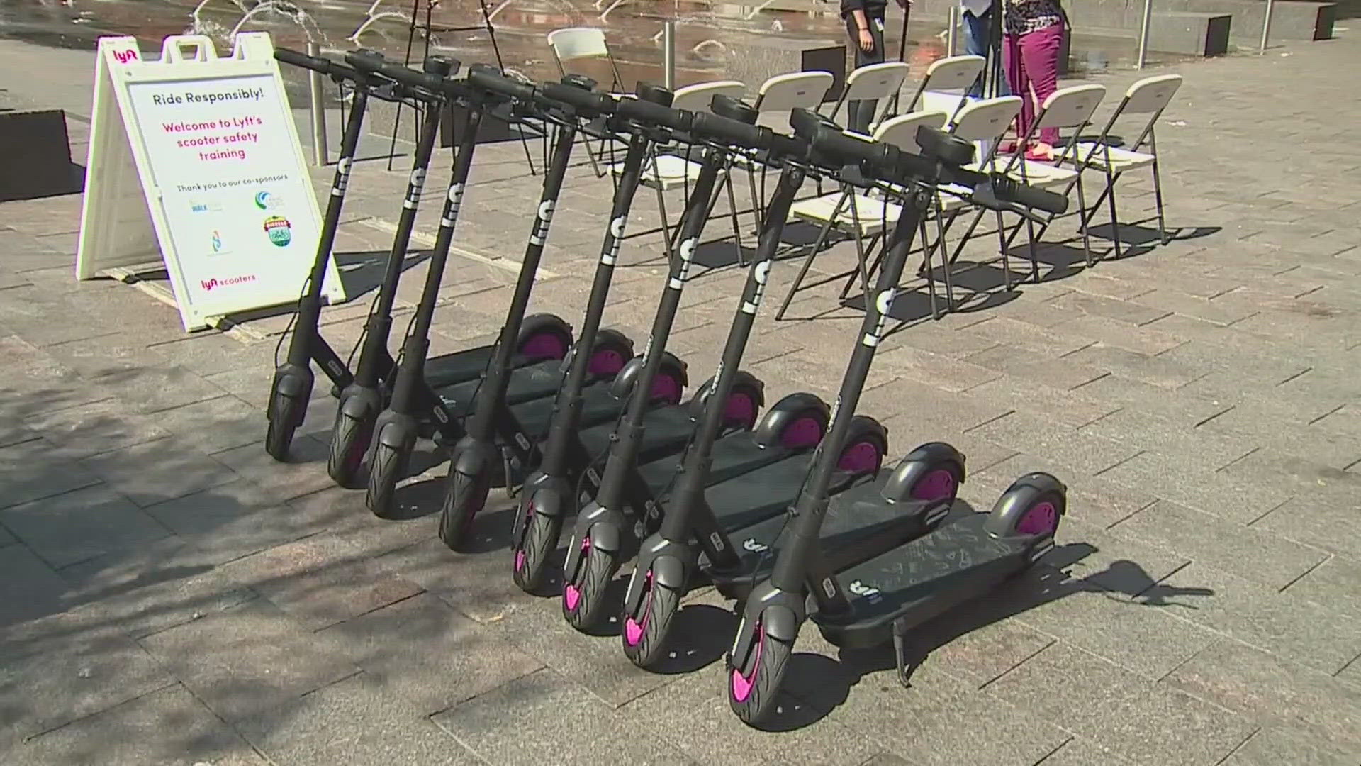 Scooters and bikes are not allowed on sidewalks. A proposed ordinance would require the companies that rent them out to have sidewalk detection technology.