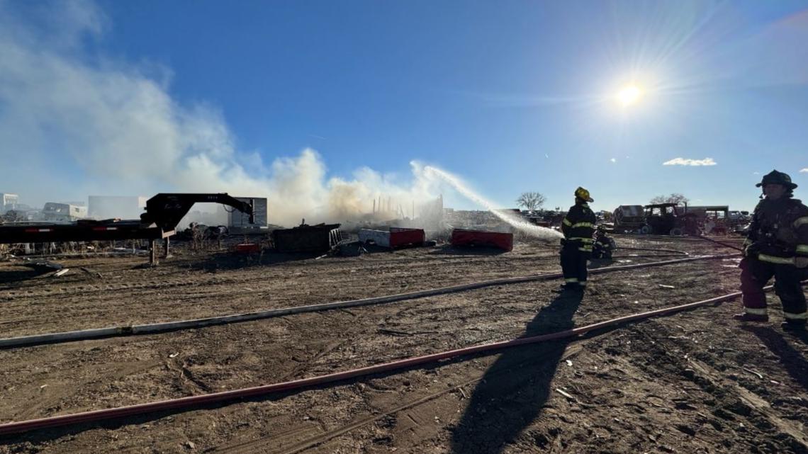 Fire at Erie salvage yard puts off large smoke plume | 9news.com