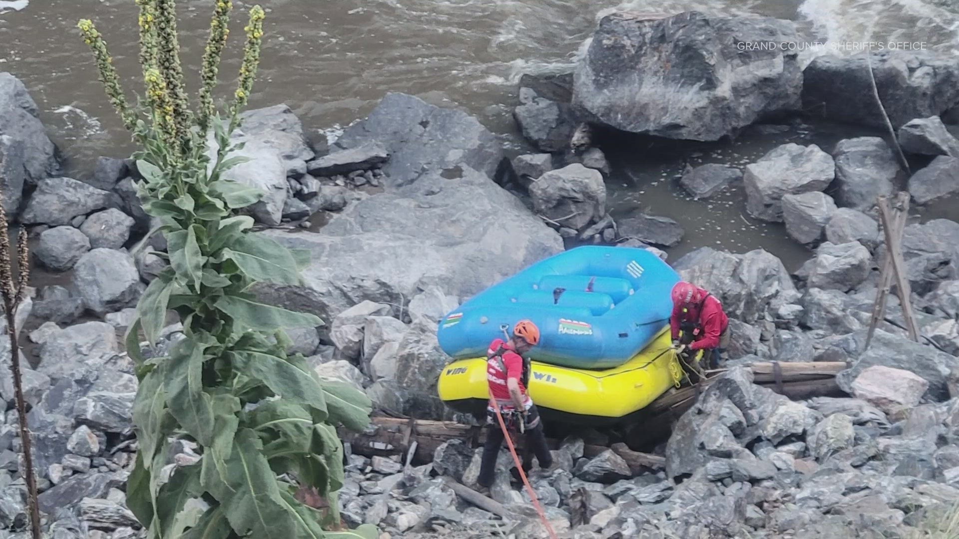 The man fell overboard while rafting on the Colorado River in Grand County, the sheriff's office said.