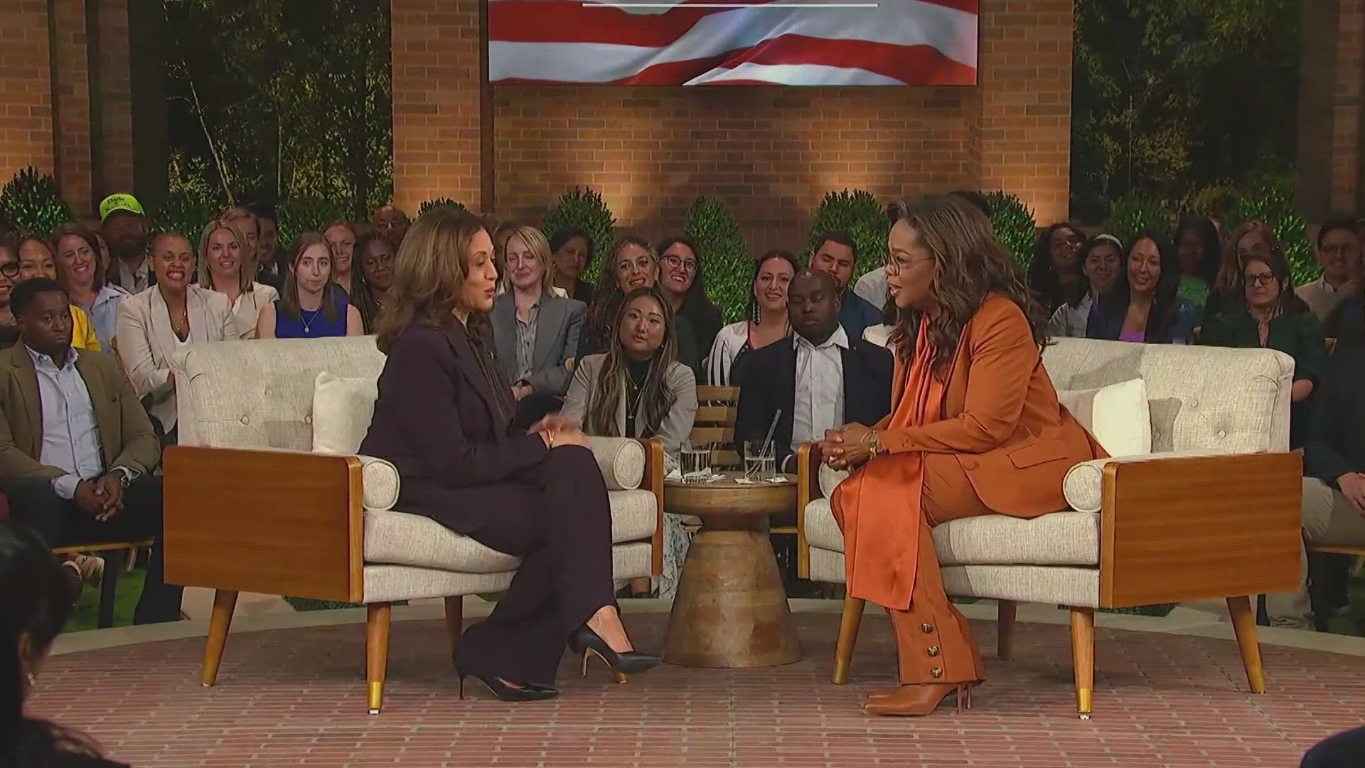 Kamala Harris hit the campaign trail in the swing state of Michigan on Thursday night, holding an online rally with a host of celebrities, including Oprah Winfrey.