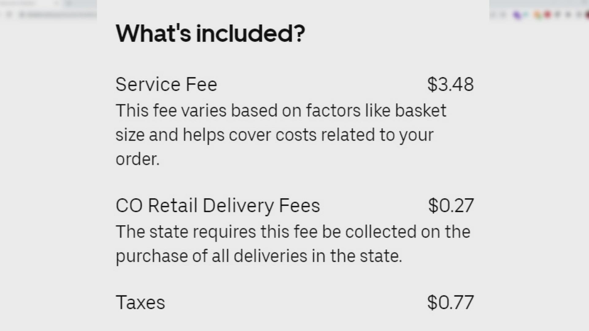 The result of a bill passed by legislators more than a year ago is showing up on Coloradans receipts in the form of an extra 27 cents on most delivery orders.