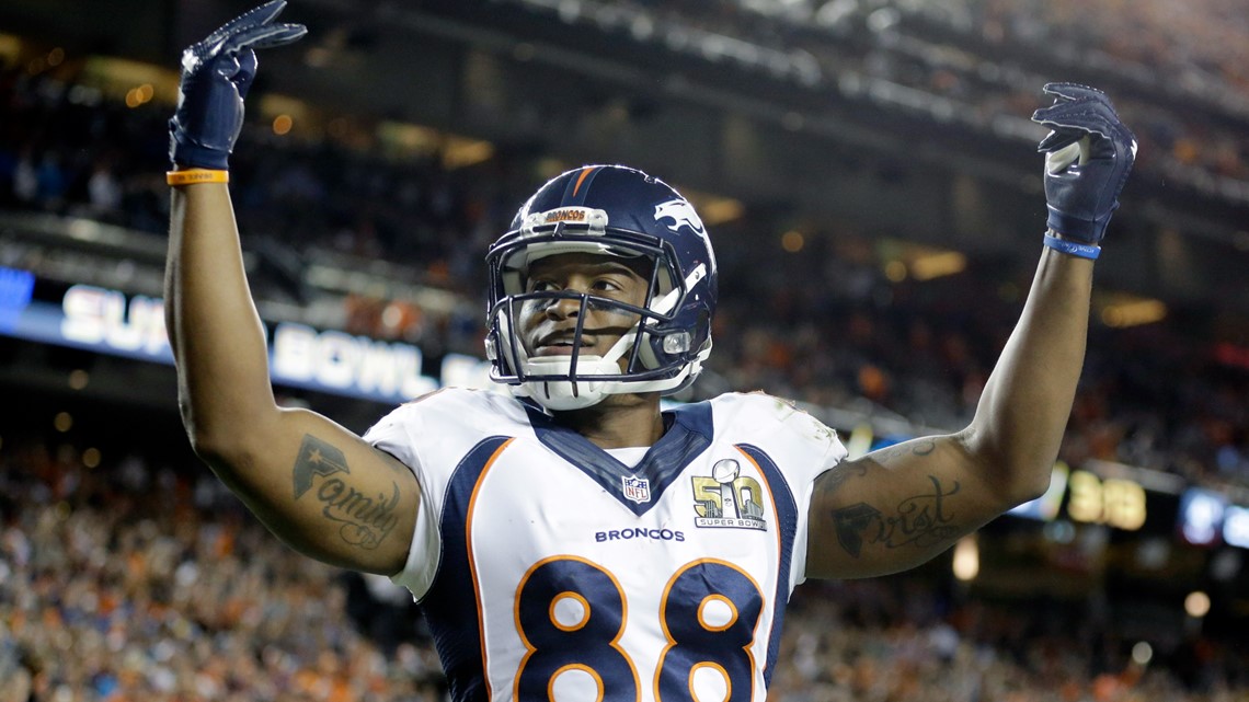 December 14, 2017: Denver wide receiver Demaryius Thomas (88) during  warmups of NFL football game action between the Denver Broncos and the  Indianapolis Colts at Lucas Oil Stadium in Indianapolis, Indiana. Denver