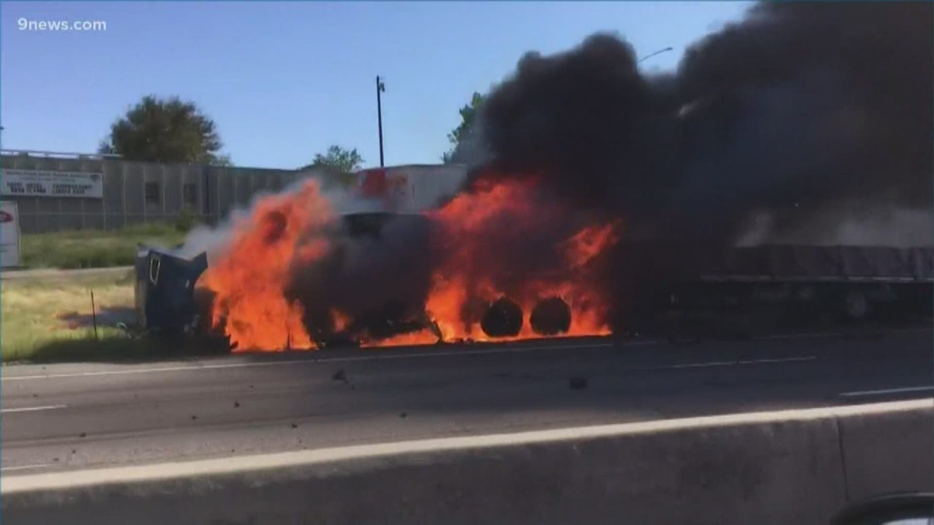 CDOT closed the right and center lanes of the highway due to firefighting activity.