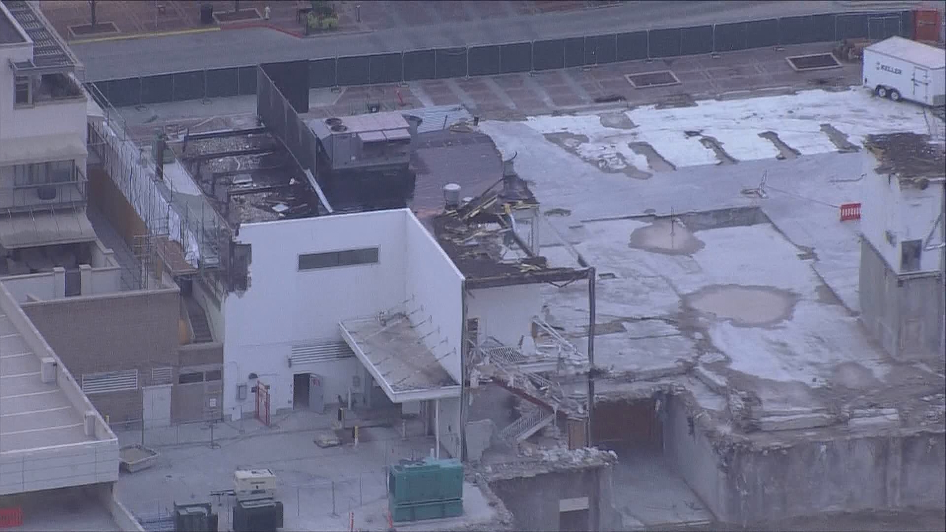 A former Crate & Barrel is demolished in Denver ahead of Cherry Creek development.