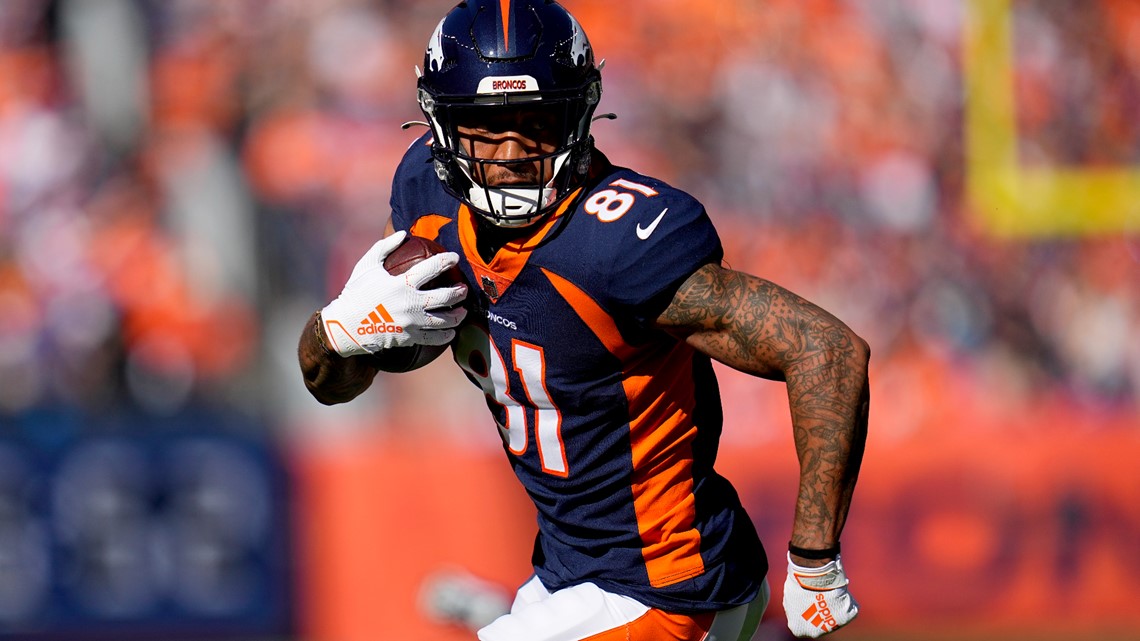 Denver Broncos outside linebacker Von Miller (58) reacts to a play against  the Las Vegas Raiders in the first half of an NFL football game Sunday,  Oct. 17, 2021, in Denver. (AP