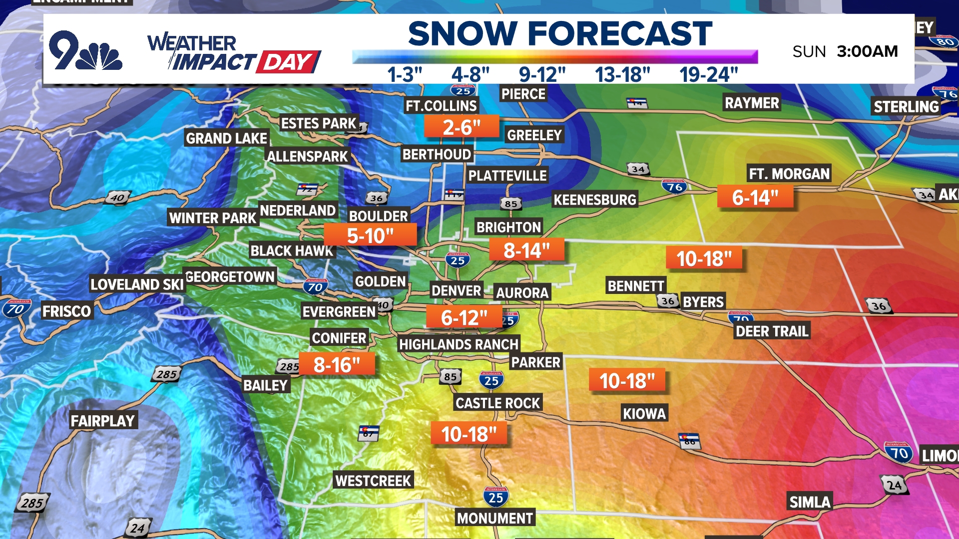 9NEWS Weather Impact Team Meteorologist Chris Bianchi has your latest forecast.