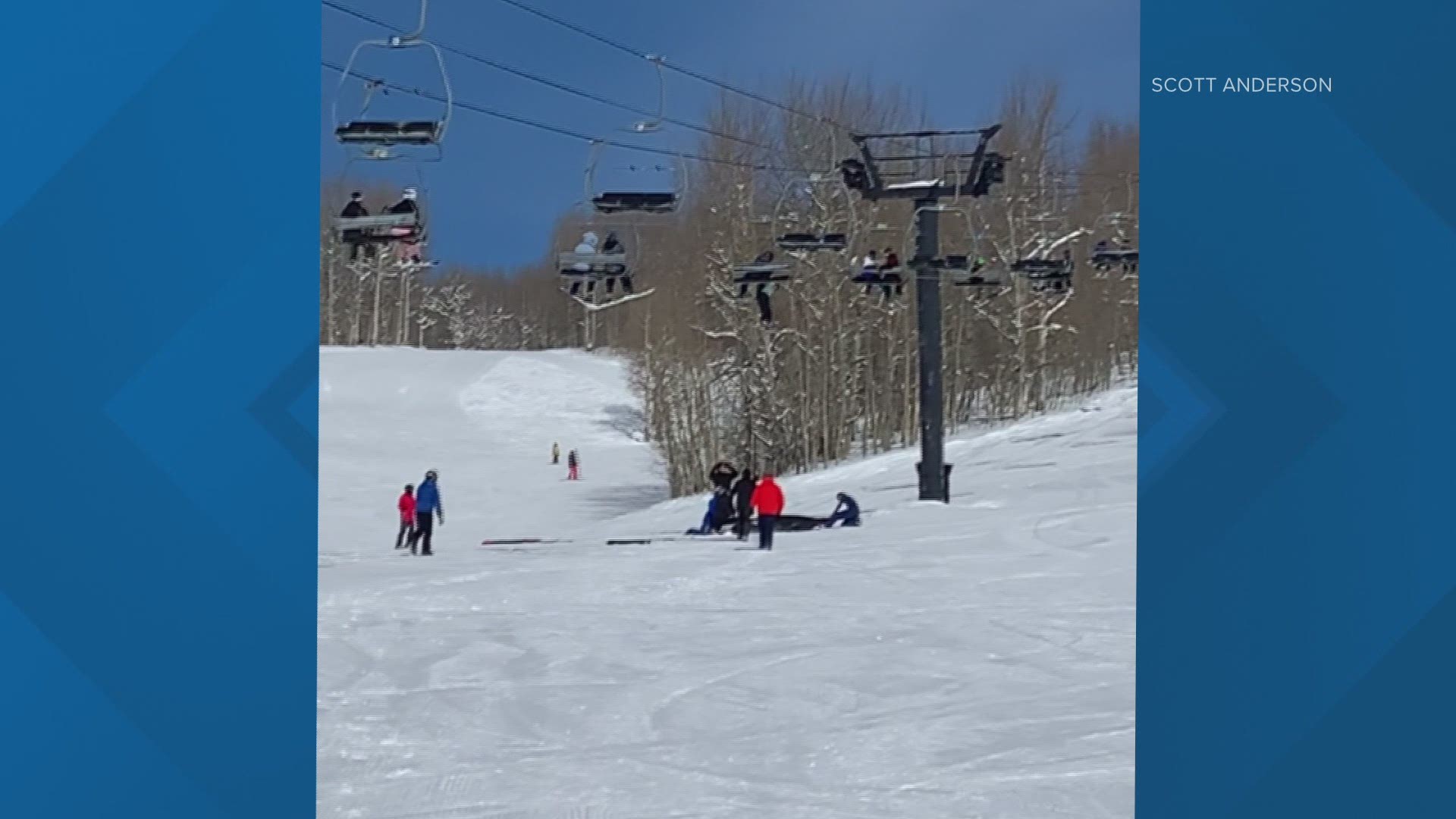 A scary moment turned celebratory when a six-year-old girl who fell from a chairlift at a Colorado ski resort was safely caught by a group of people below.