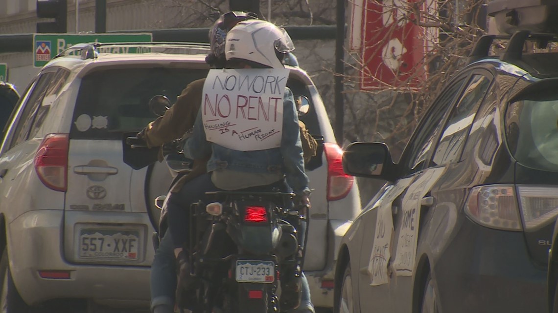 Dozens drive through Denver to ask for help with rent during pandemic