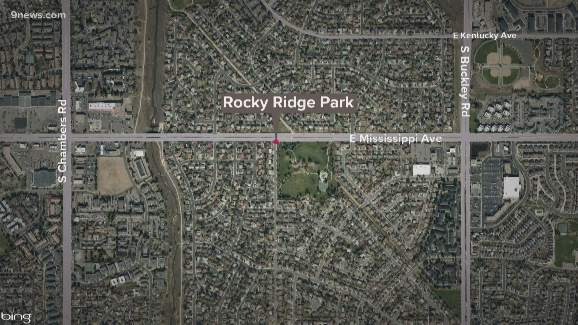 The shooting happened just before 9 p.m. at Rocky Ridge Park, located at 16300 E. Mississippi Ave.