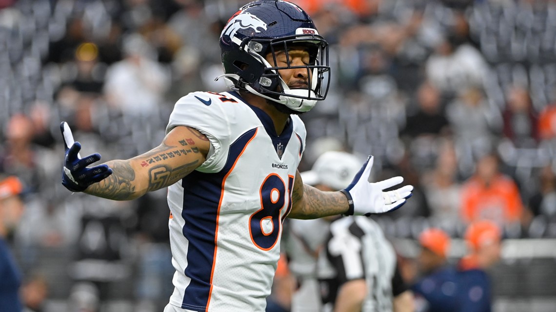 Denver Broncos safety Vernon Fox celebrates a tackle against the Oakland  Raiders during an NFL football game in Denver, Sunday, Nov. 23, 2008. The  Raiders beat the Broncos 31-10. (AP Photo/Jack Dempsey