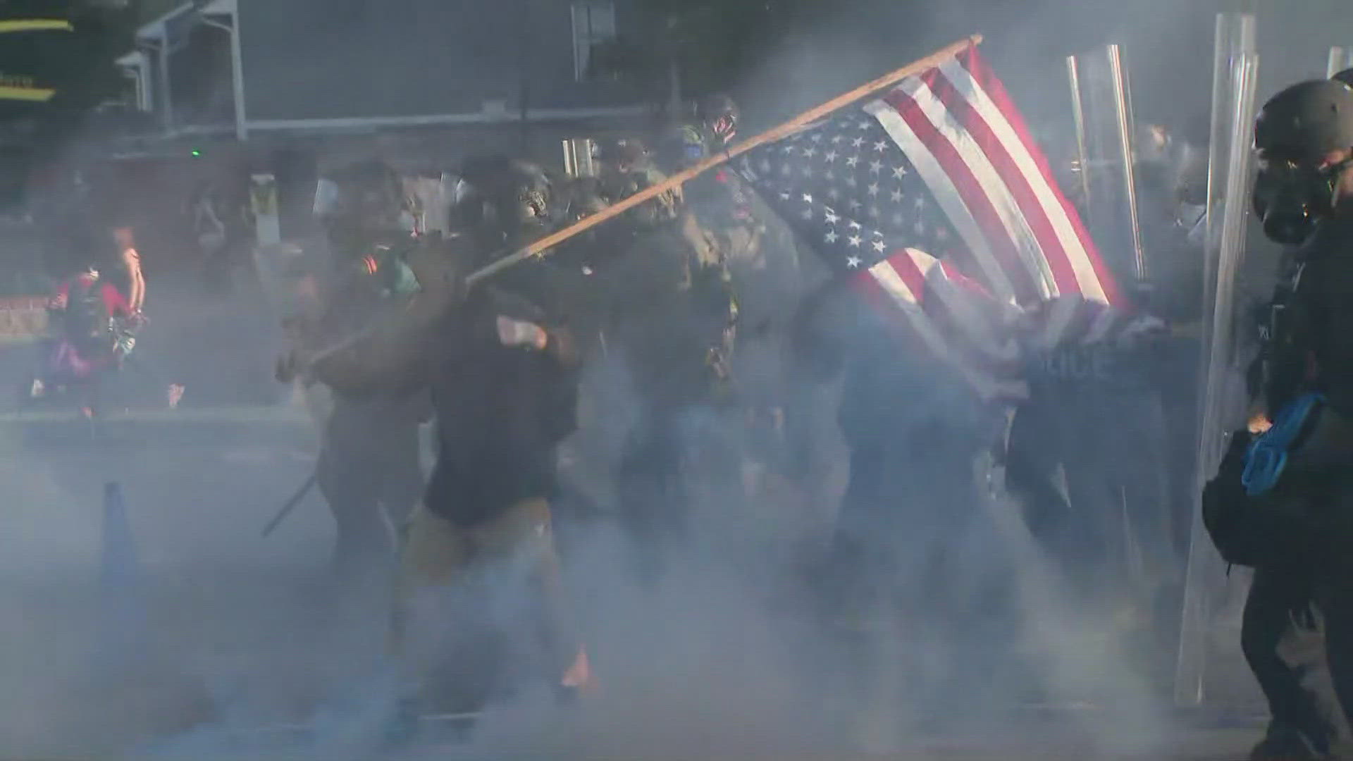 Police said more than a dozen people were arrested on protest-related charges Saturday.