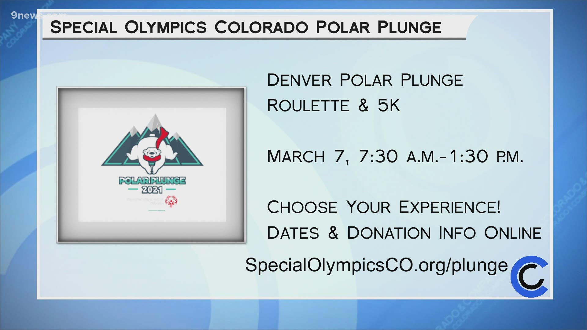Plunge in person, virtually or just chill at home for a great cause. Learn more about donating and getting involved at SpecialOlympicsCO.org/plunge.