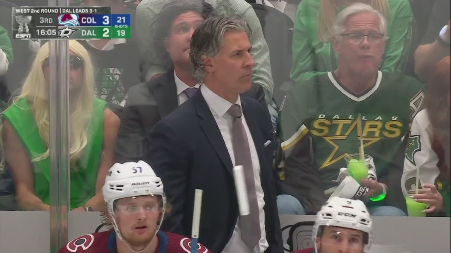 The Avalanche coach said he didn't even notice the lookalike sitting right behind him during Game 5 versus the Stars.