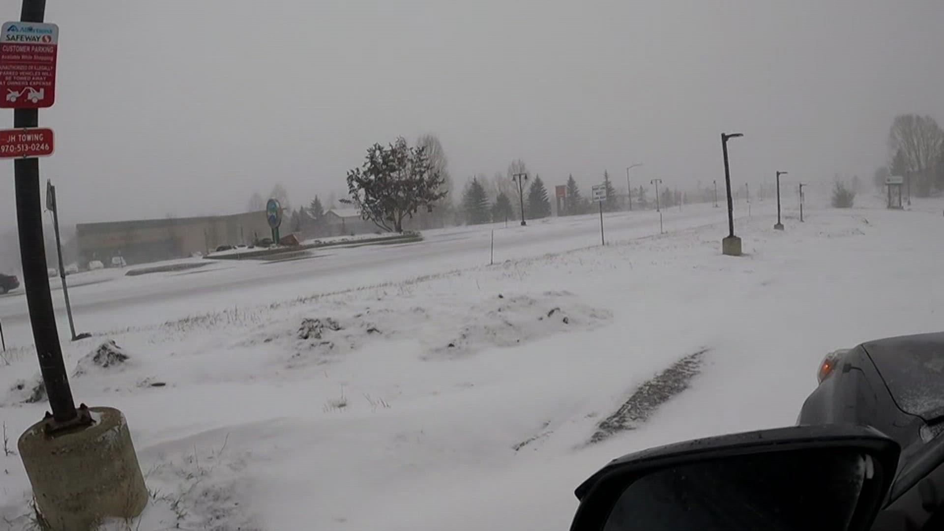 Matt Renoux has a look at blowing snow near Frisco on Tuesday morning as a winter storm hits Colorado's High Country.