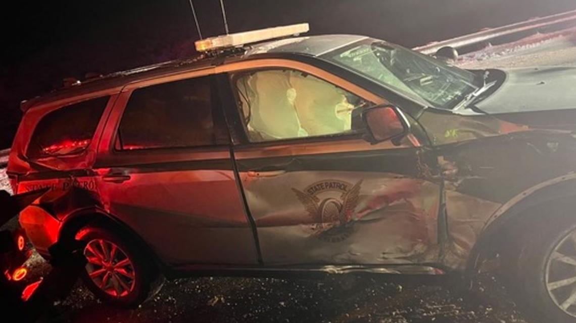 CSP trooper's vehicle hit on I-70 near Wolcott | 9news.com
