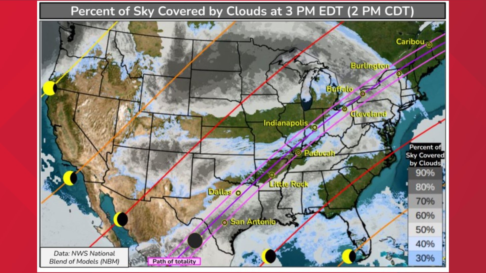 Where clouds impact viewing the total solar eclipse today | 9news.com