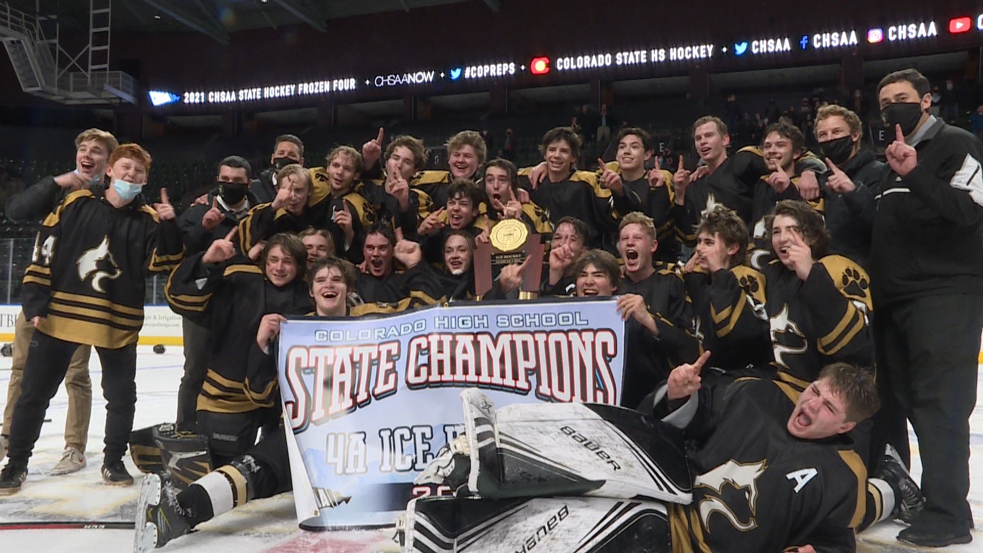 The Huskies defeated Crested Butte 5-4 in overtime for their first state title in program history.