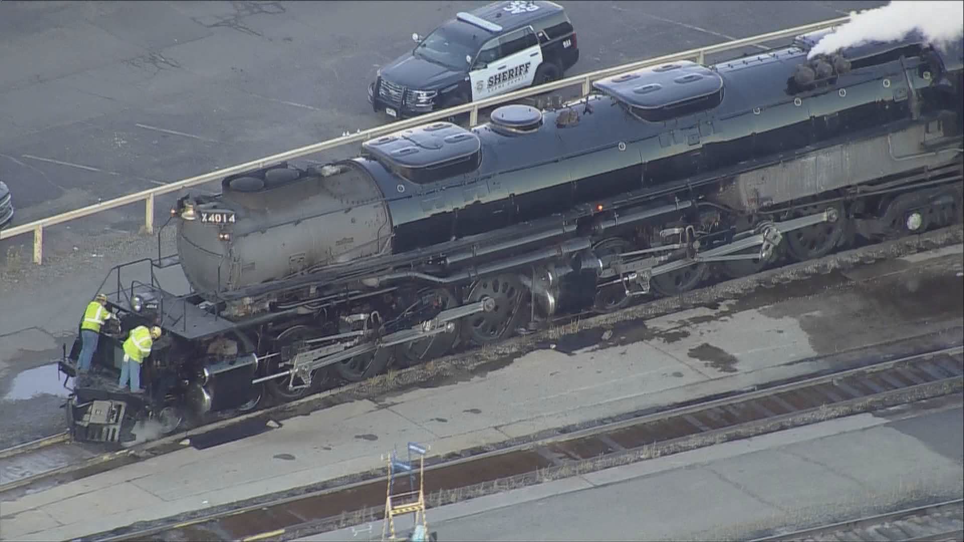 Sky9 captured this video of Union Pacific's Big Boy locomotive in a rail yard in north Denver Wednesday. The train was on the final leg of its fall tour.