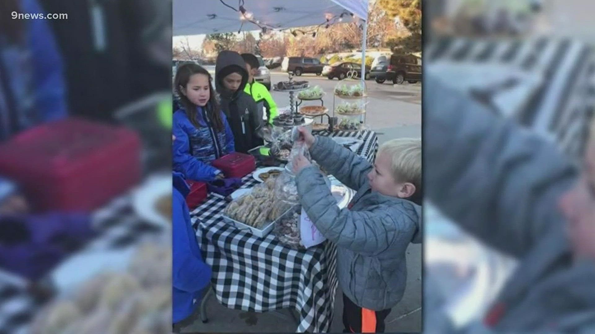 More than 20 Colorado kids helped run a bake sale on Monday benefiting victims of the deadly wildfires burning in Northern California.
