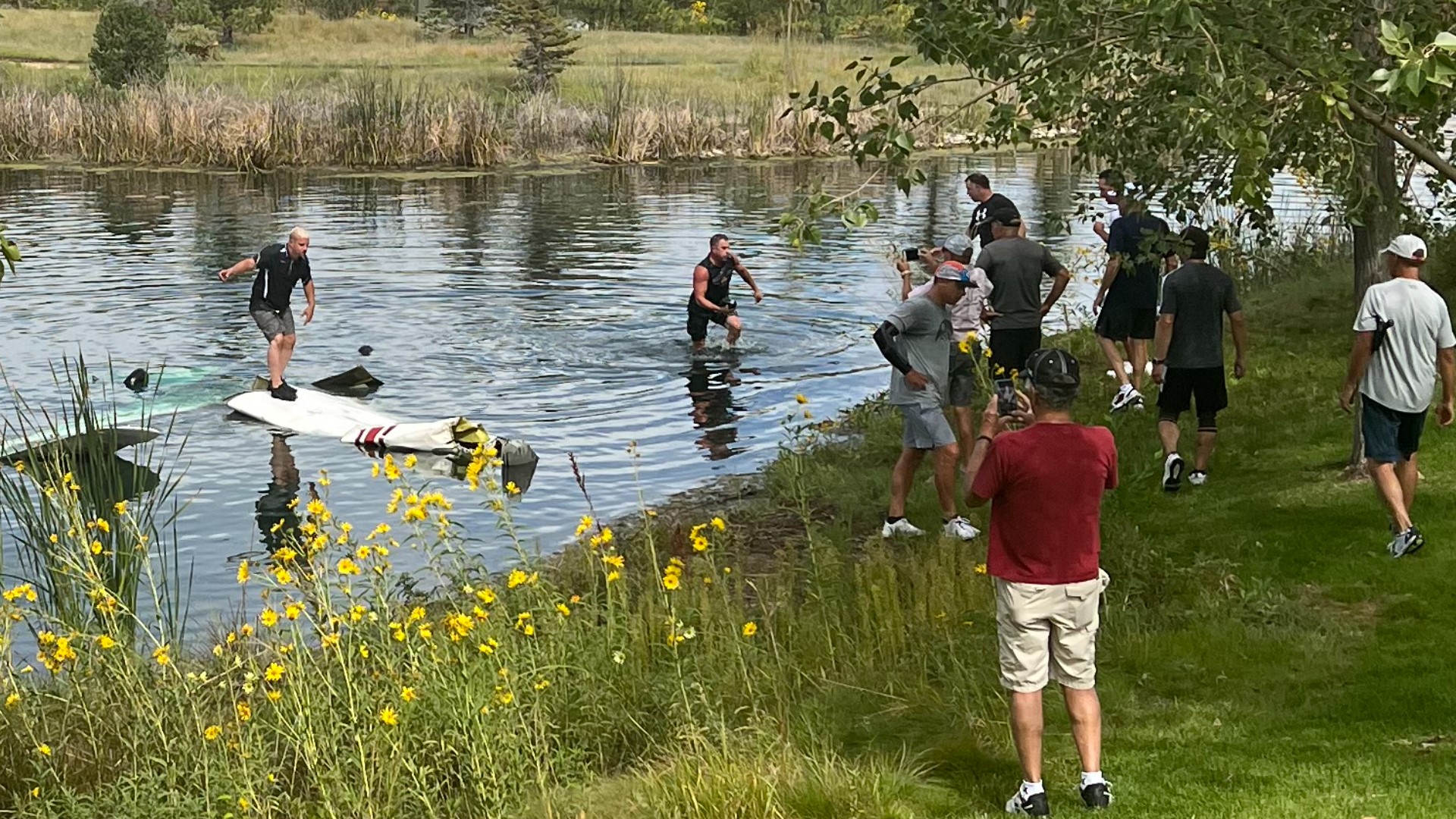 Broomfield plane crash: small plane lands in pond | 9news.com