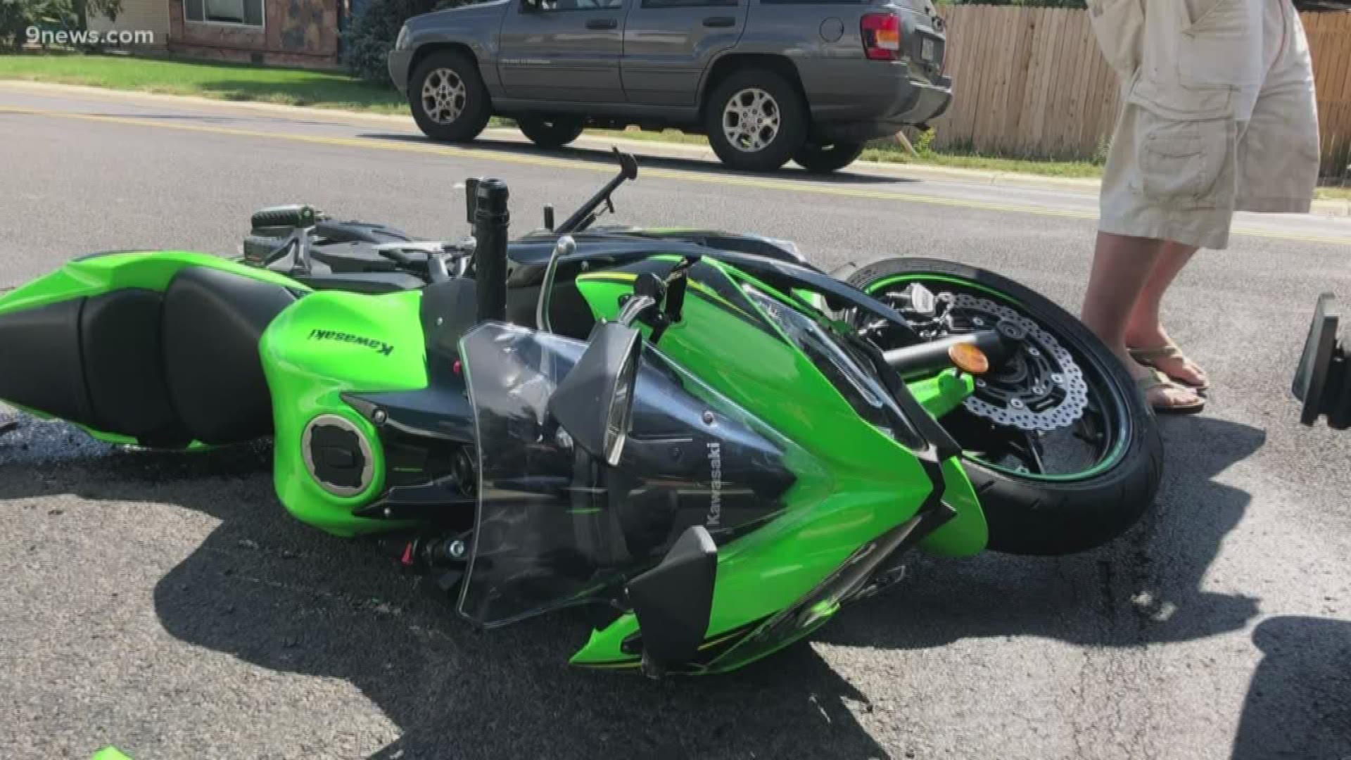 A man hit from behind and thrown from his motorcycle in Arvada this week is grateful the accident wasn't much worse. Now, he's warning others - texting while driving could cost a life.