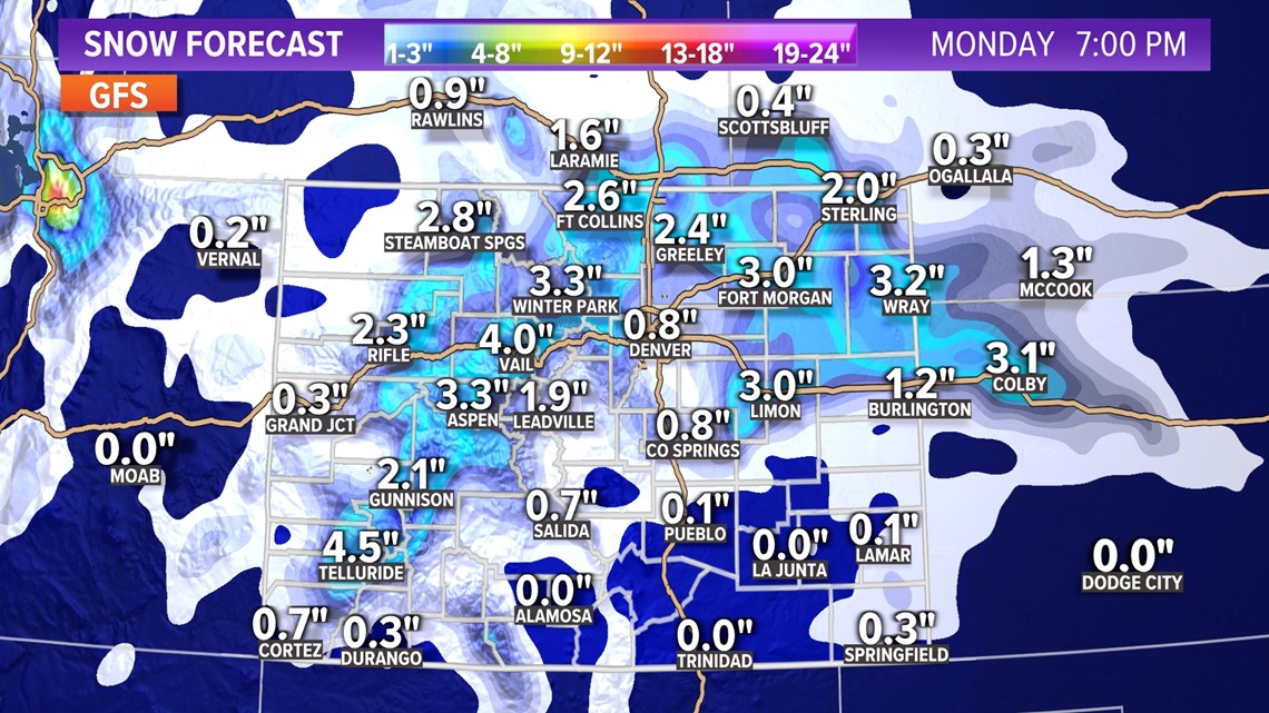 Snowy Monday In Colorado: How Much Snow Denver, Plains To Receive ...