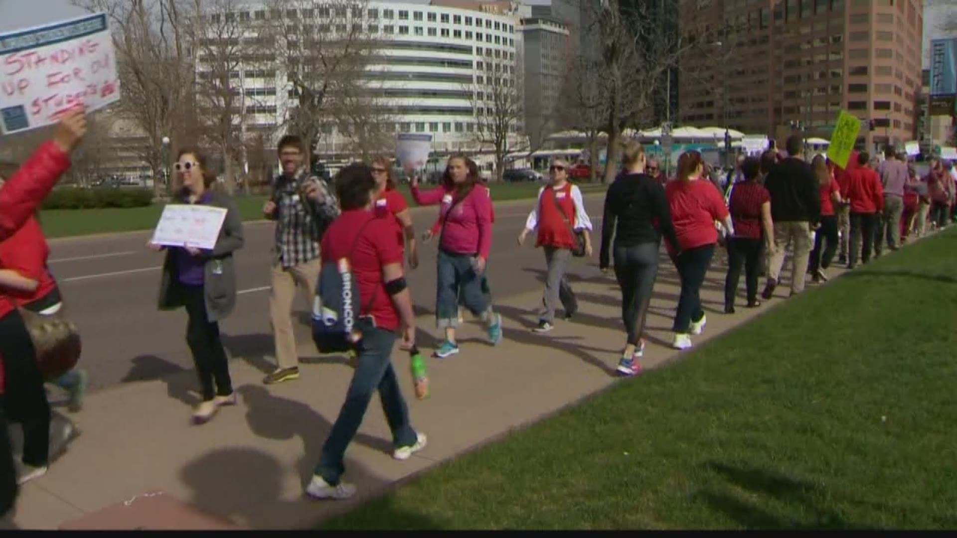 The teachers said they were protesting for better education funding and protections for their pension plans.