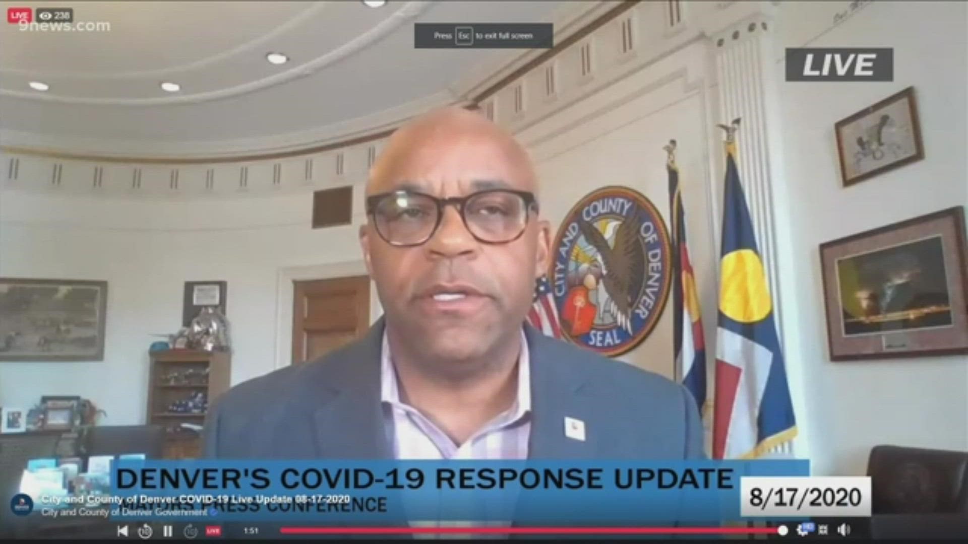 Denver Mayor Michael Hancock and city leaders provided an update on Denver’s response to COVID-19 and public safety Monday.