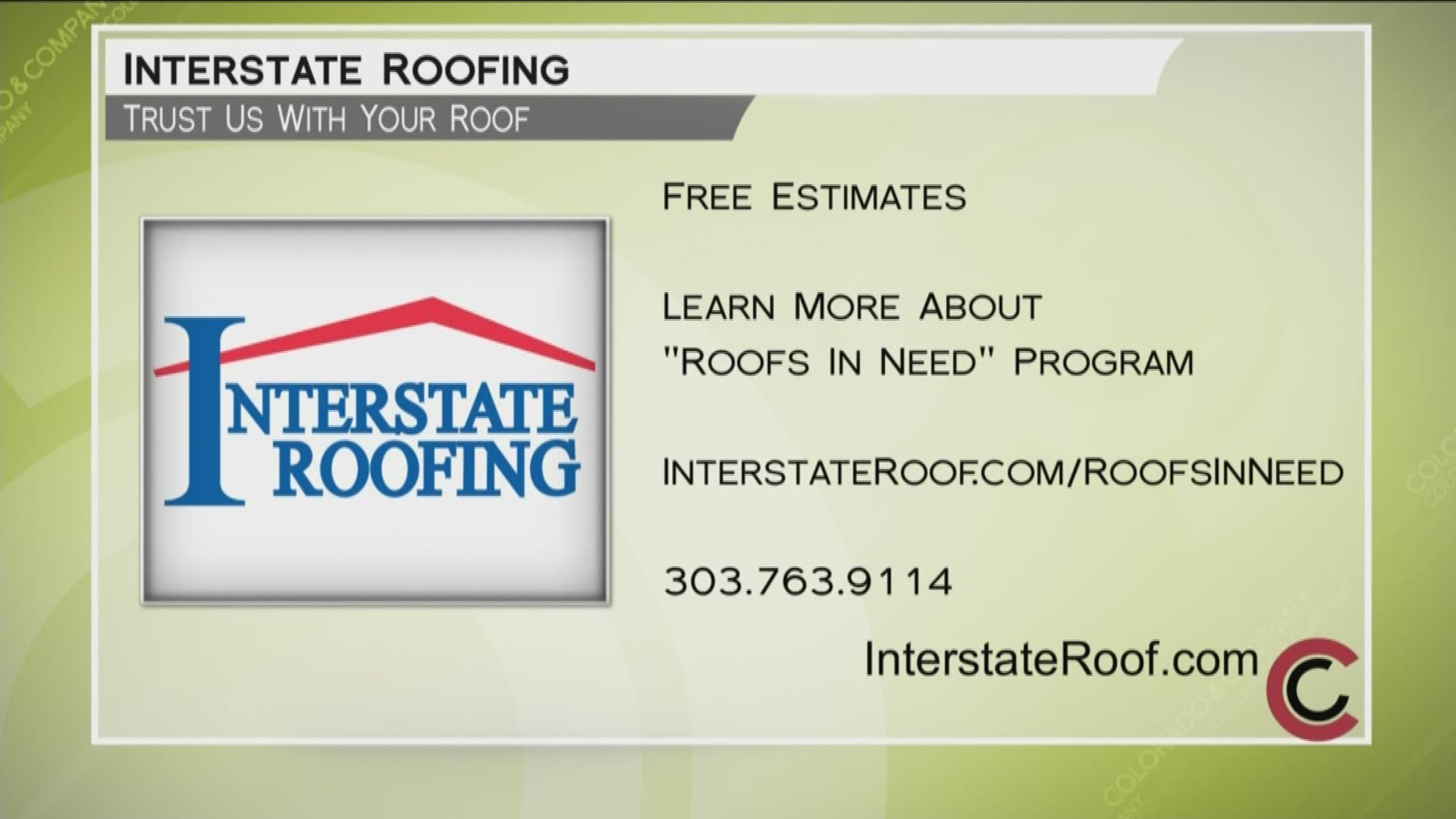 Call Interstate Roofing for quality, honest and professional roofing services. Schedule a free estimate at 720.571.0511, or go online to www.InterstateRoof.com.