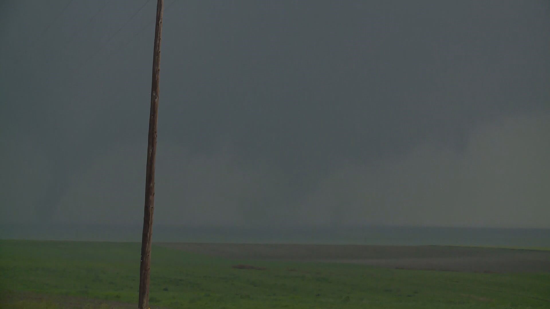 A huge storm produced twin tornadoes on Wednesday afternoon.