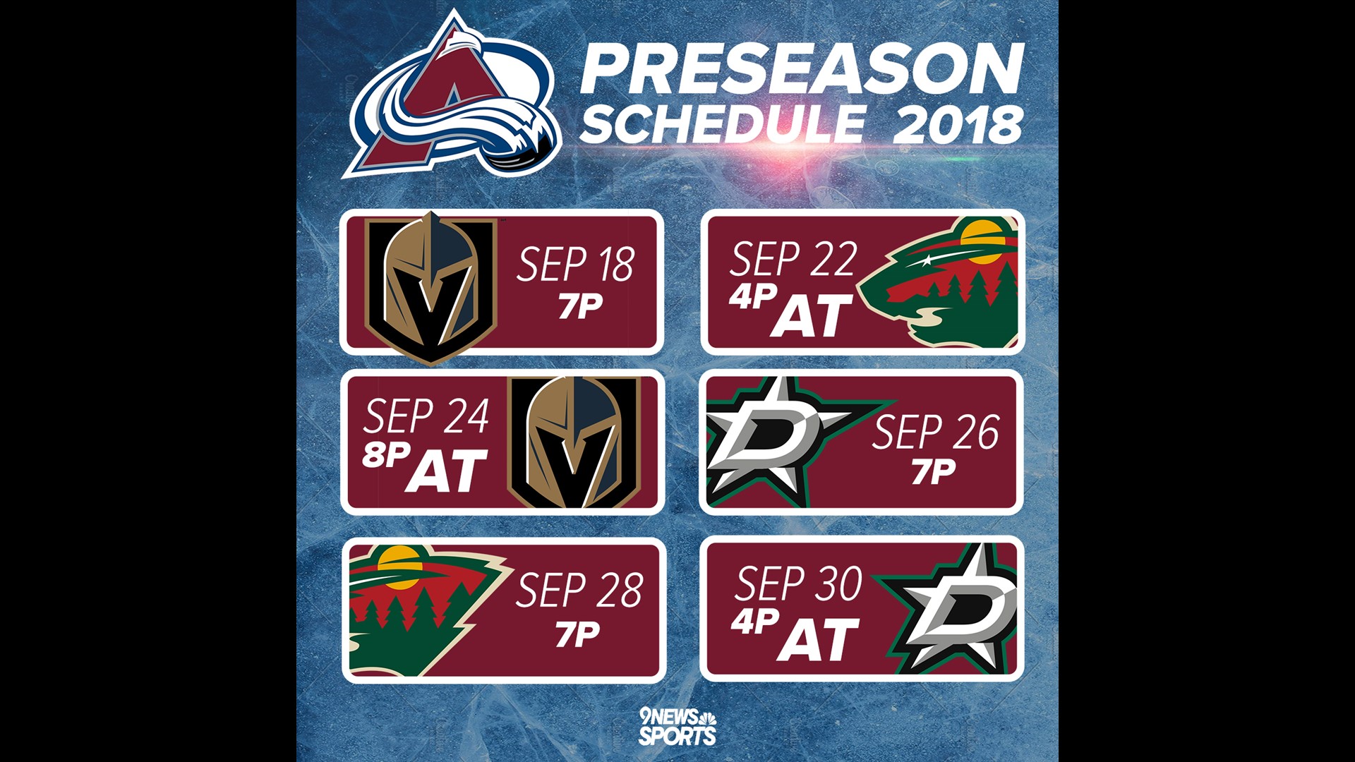 Avalanche release 2018 preseason schedule