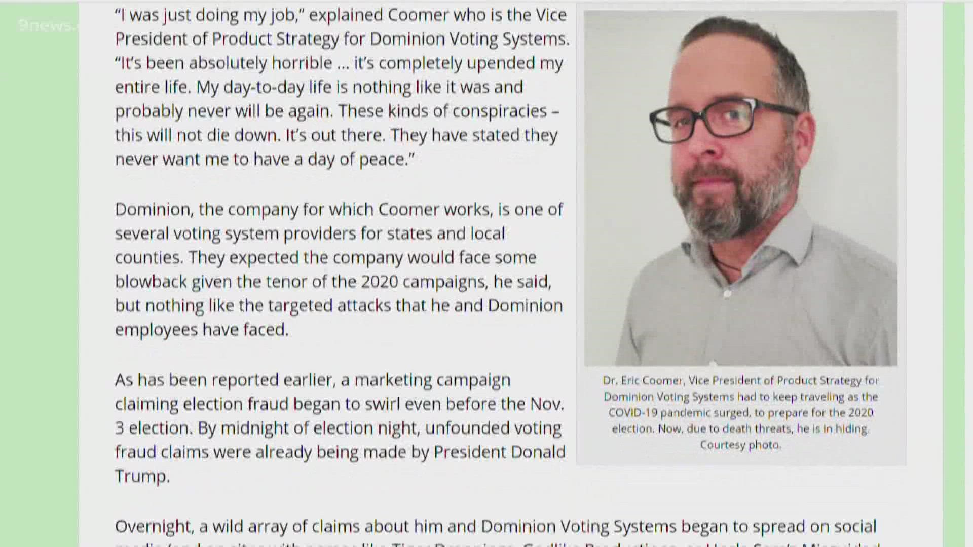 Dominion employee forced into hiding as he sues the Trump Campaign