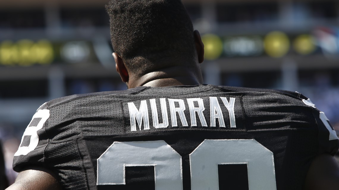 Denver Broncos running back Latavius Murray (28) walks on the sidelines  before the second half of an NFL football game against the Tennessee Titans  Sunday, Nov. 13, 2022, in Nashville, Tenn. (AP