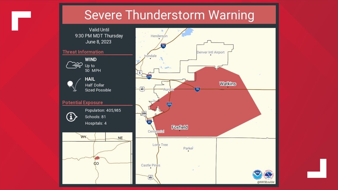 Severe Thunderstorm Warnings issued for metro Denver areas | 9news.com