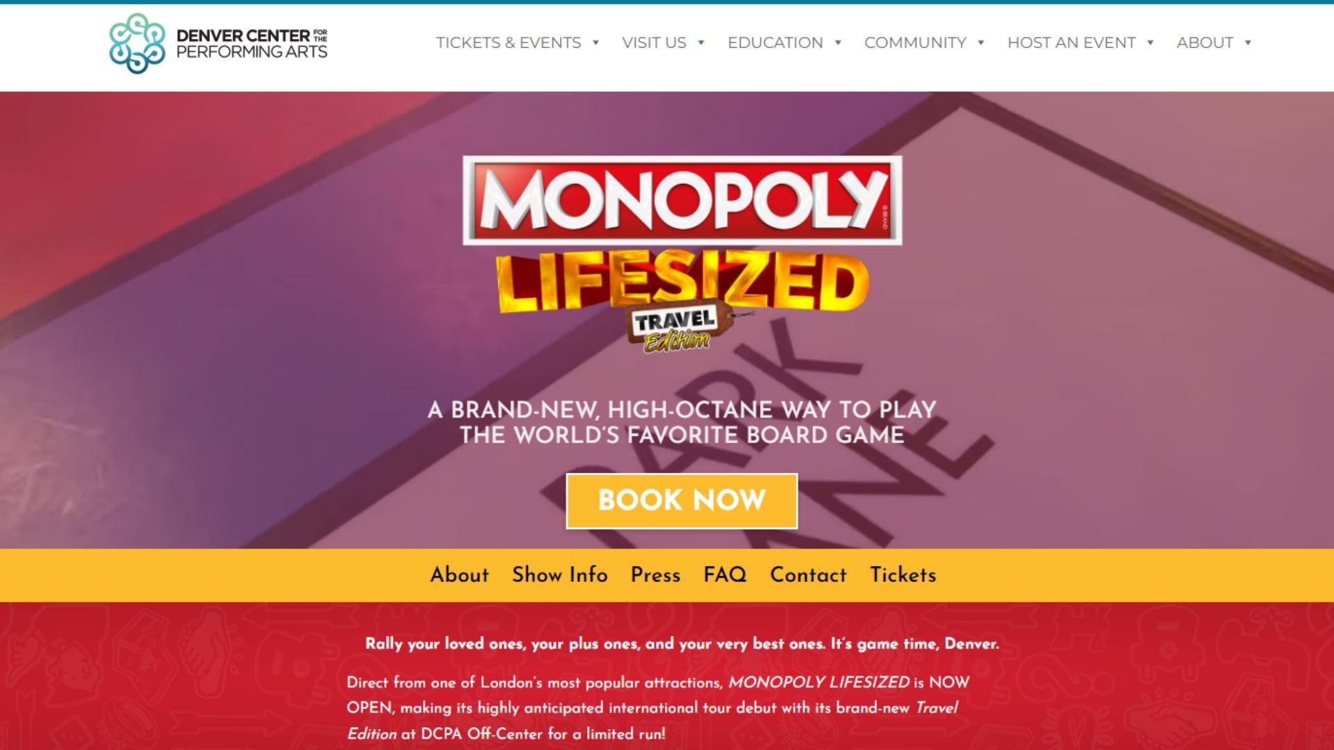 Monopoly Lifesized: Travel Edition is in Denver through January 5th! Get your tickets at DenverCenter.org.