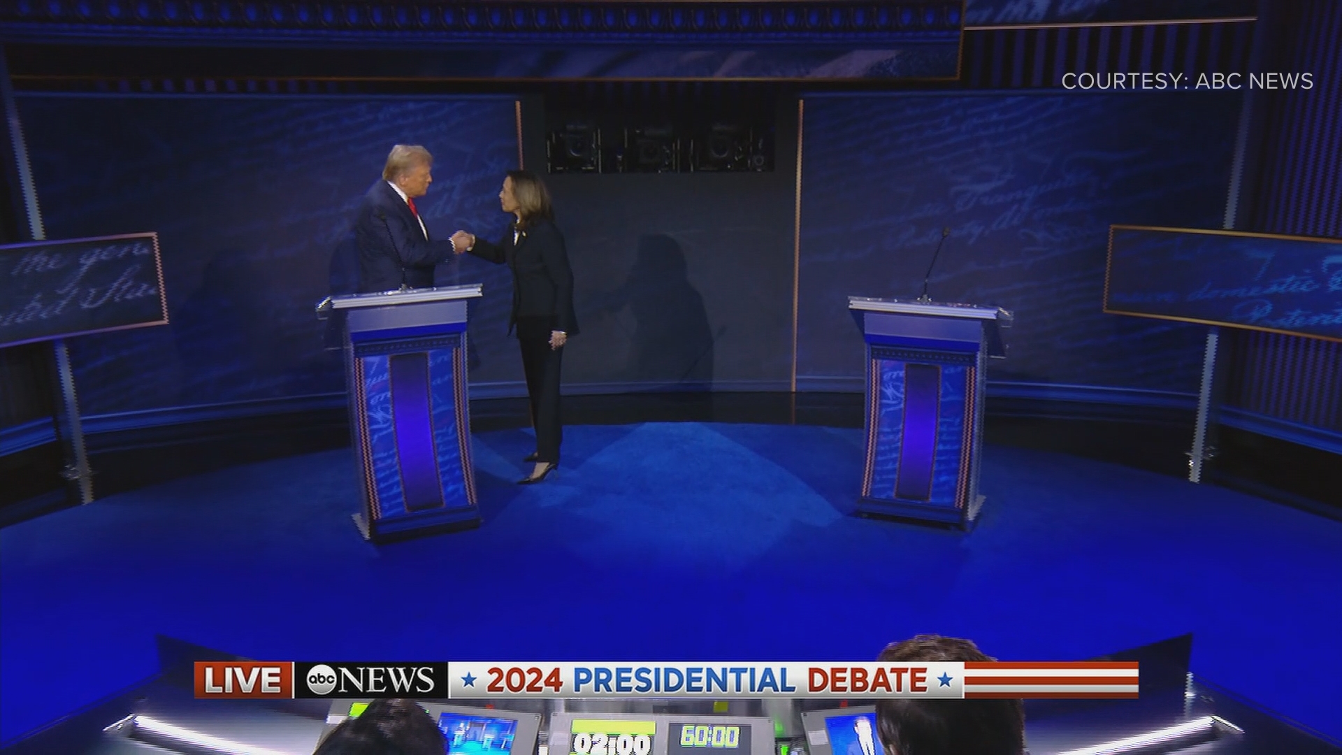 As the debate opened, Harris walked up to Trump’s lectern to introduce herself, marking the first time the two had ever met.