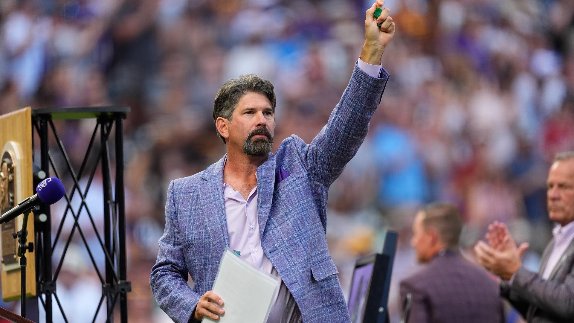 Colorado Rockies legend Todd Helton was honored at Coors Field for his induction into the Baseball Hall of Fame.