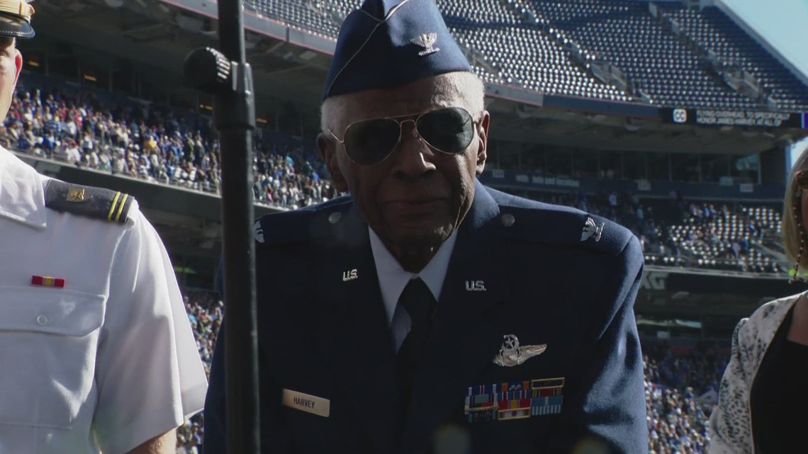 Tuskegee Airman promoted at Air Force game | 9news.com