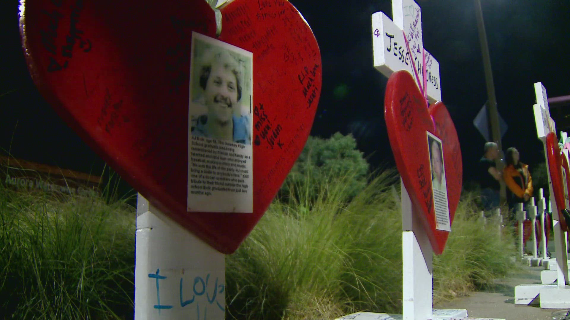 First responders, families and survivors gathered overnight at the 7/20 Memorial for the annual vigil, which included a candlelight procession.