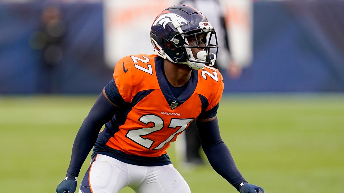 Denver, USA. October 23, 2022: Denver Broncos cornerback Pat Surtain II (2)  drops back in coverage during the second half of the football game between  the Denver Broncos and New York Jets.