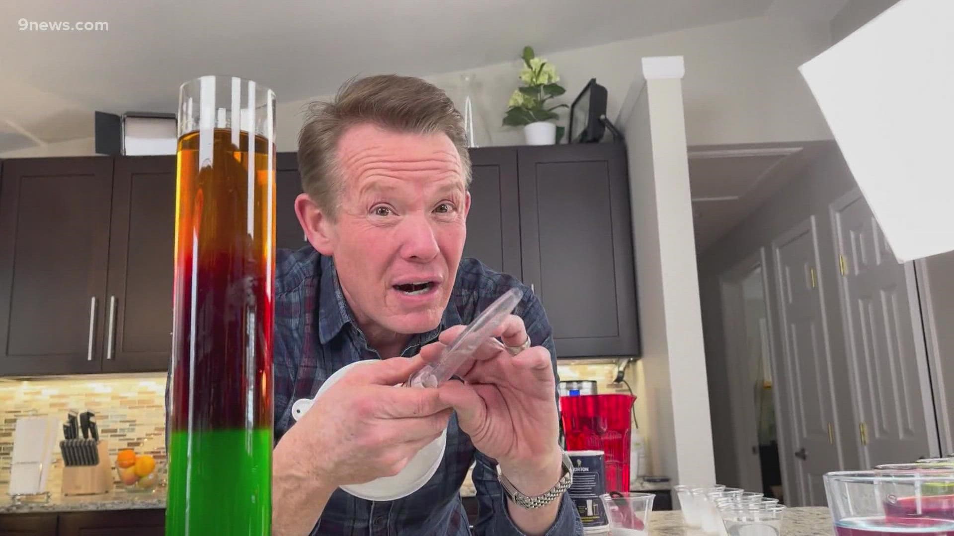 Steve Spangler shows us how to use density to stack colored liquids on top of each other.