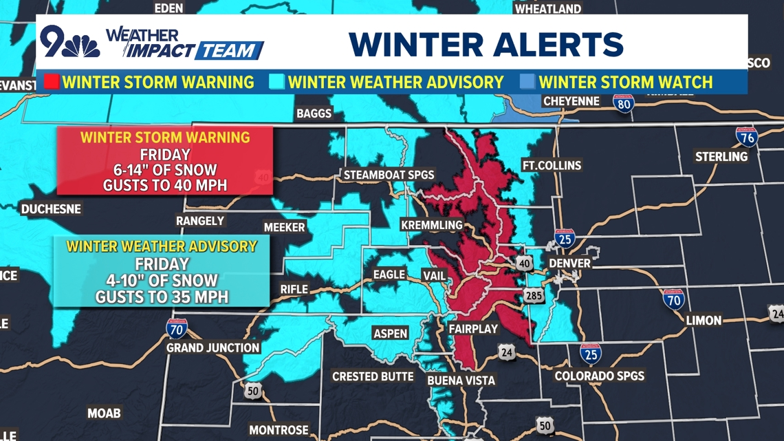 Weather Impact Alert: Snow returning to Denver, up to a foot of snow possible in Colorado mountains