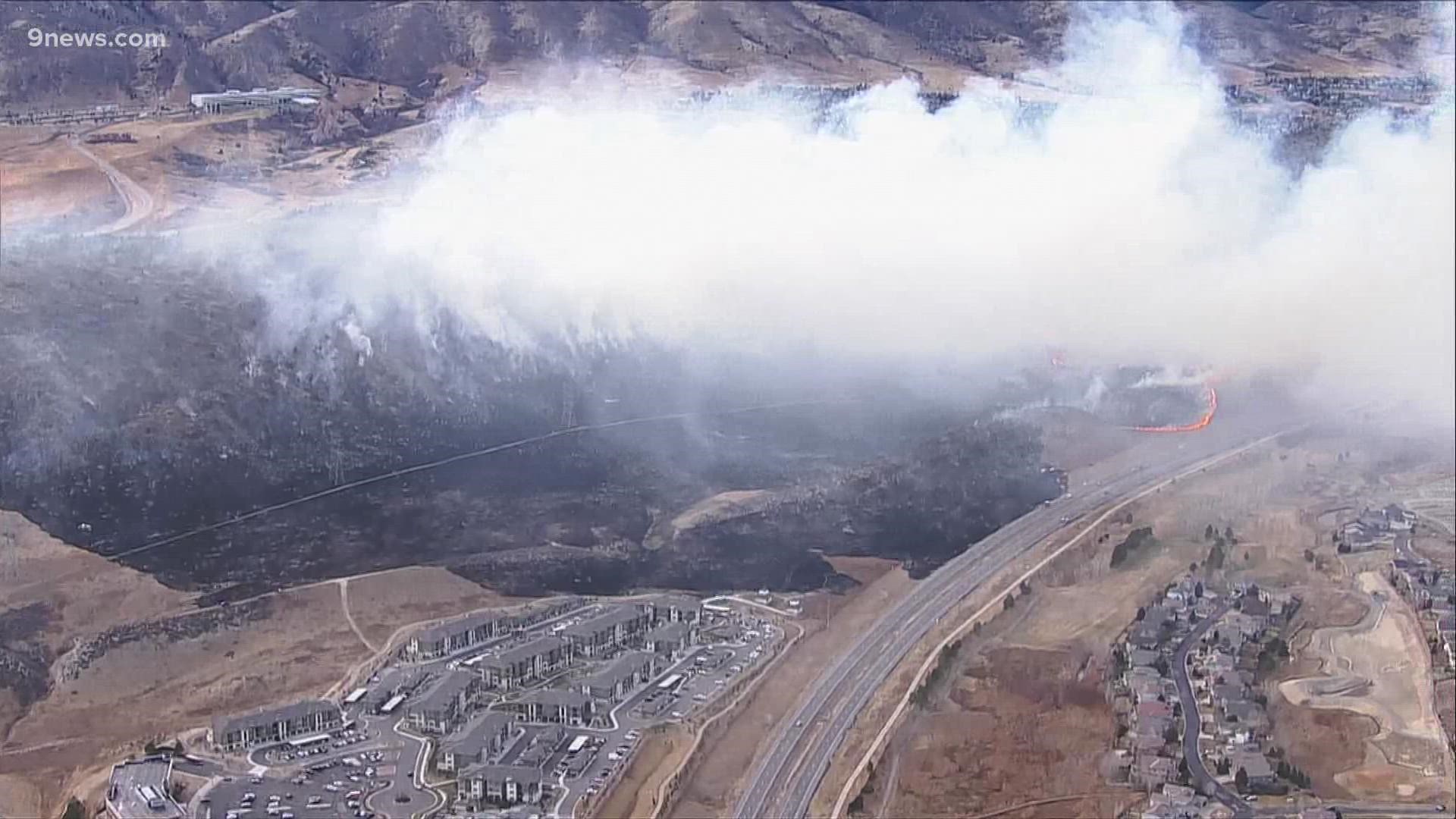 The large grass fire is burning near C-470 and Kipling, according to West Metro Fire. The Westerly Apartment complex has been evacuated.