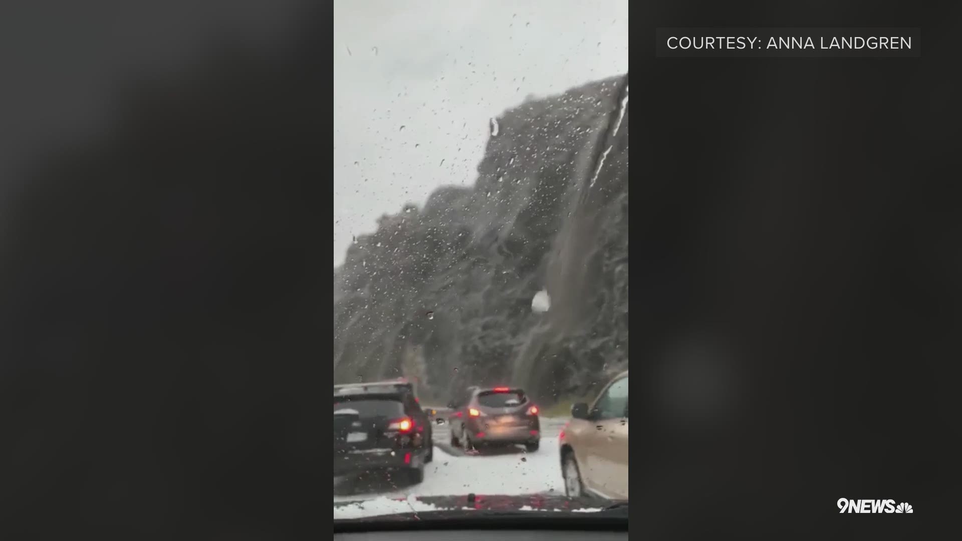 A severe storm moved through the Denver metro area Friday afternoon, causing roads to flood, hail to pile up and a brief tornado to form near Highlands Ranch.
