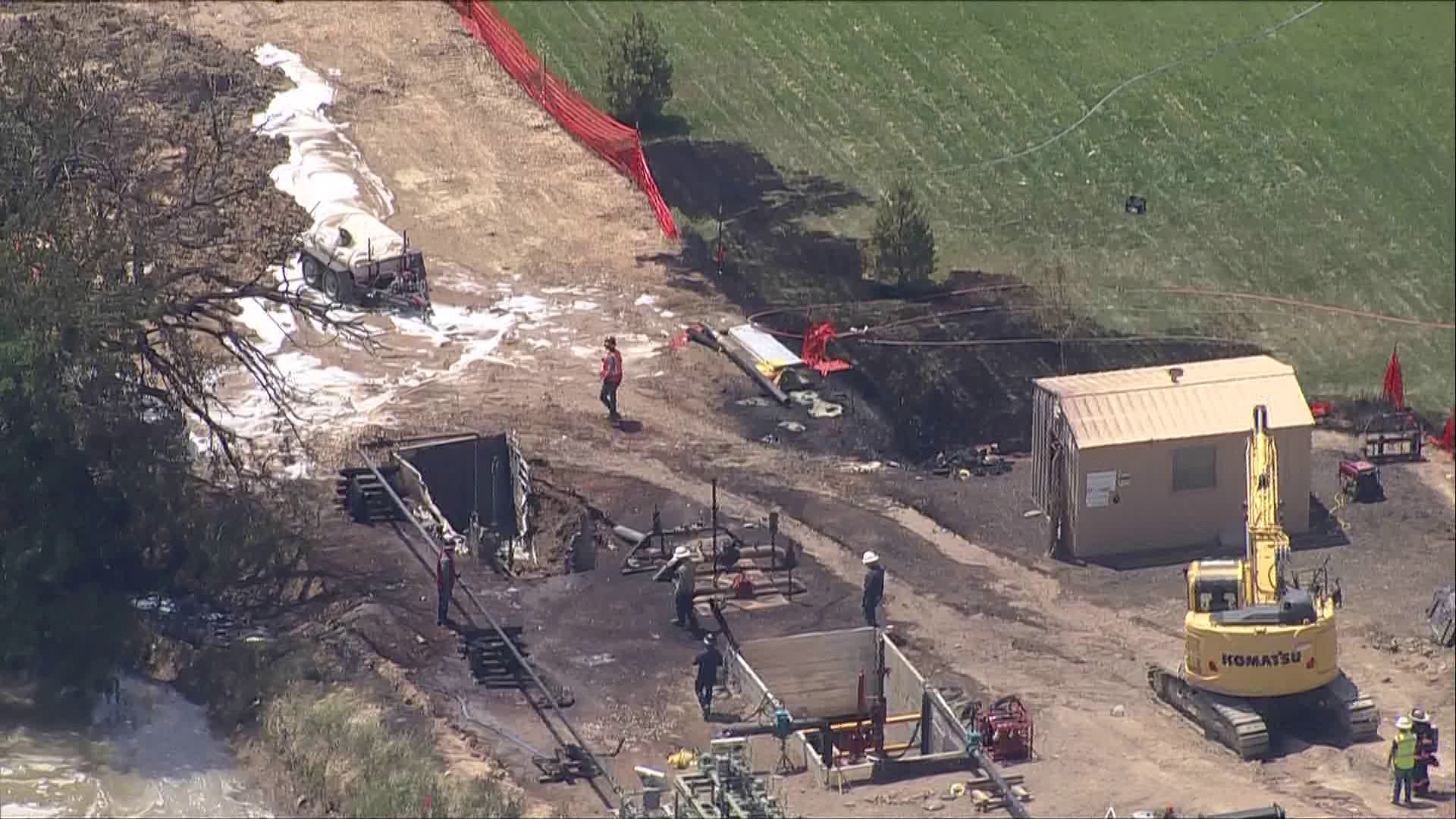 Crews extinguish gas fire off Hwy. 60 in Johnstown | 9news.com