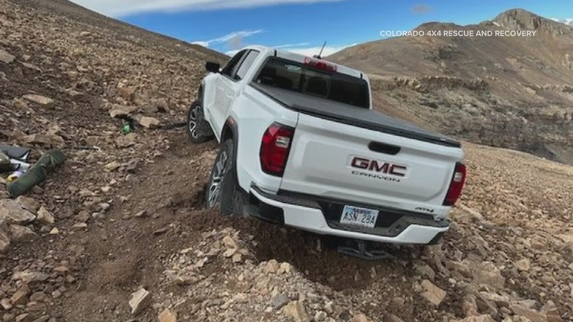 The truck got stuck when someone tried to drive it to the top of Park County 14er Mount Lincoln late last month.