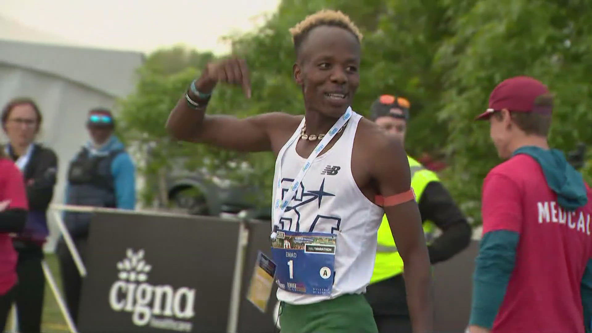 Emad Bashir-Mohammed placed first in the Denver Colfax Half Marathon on Sunday. 