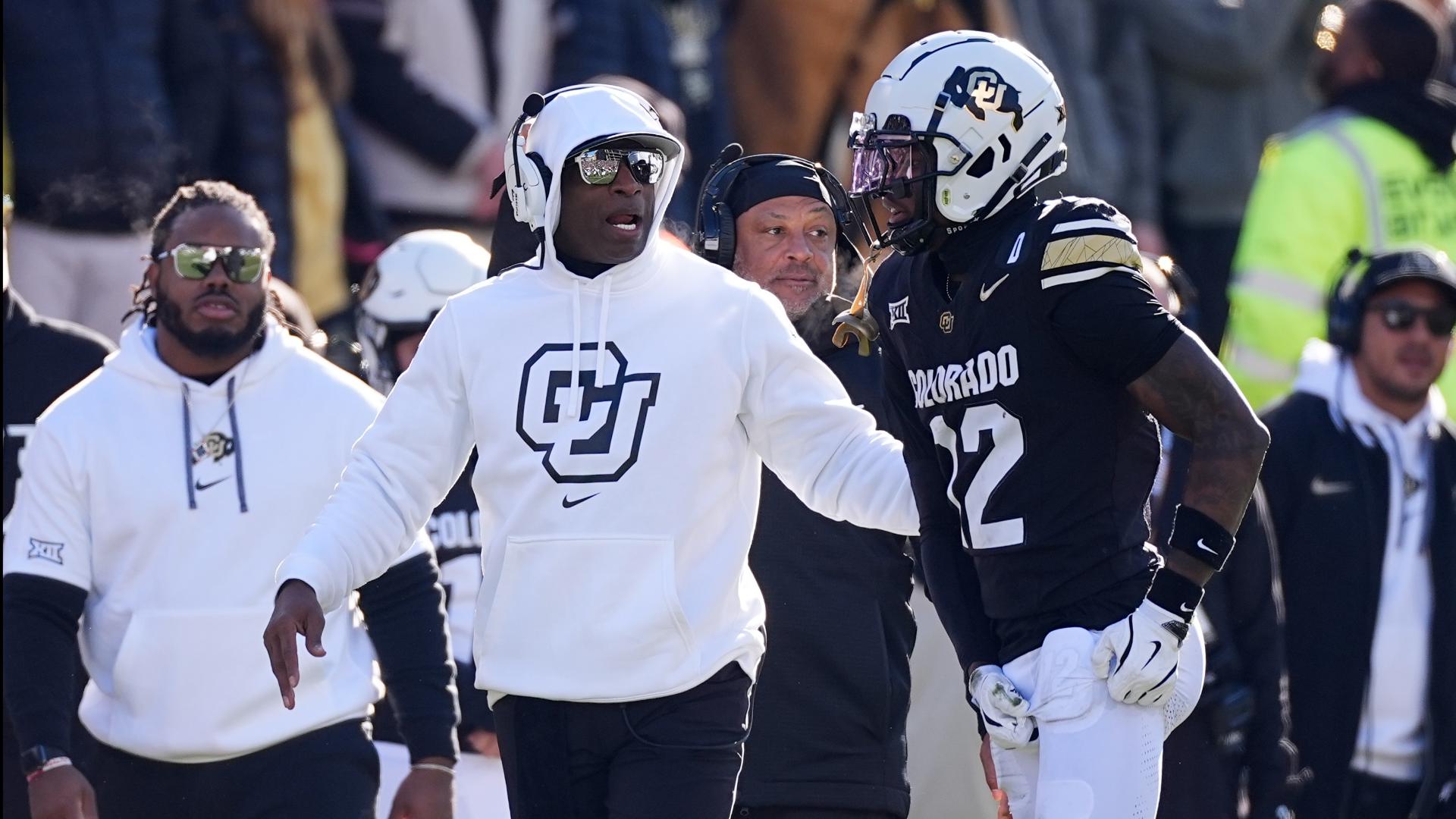 Coach Deion Sanders addresses the media after the Colorado Buffaloes improve to 9-3 with a win over Oklahoma State University.