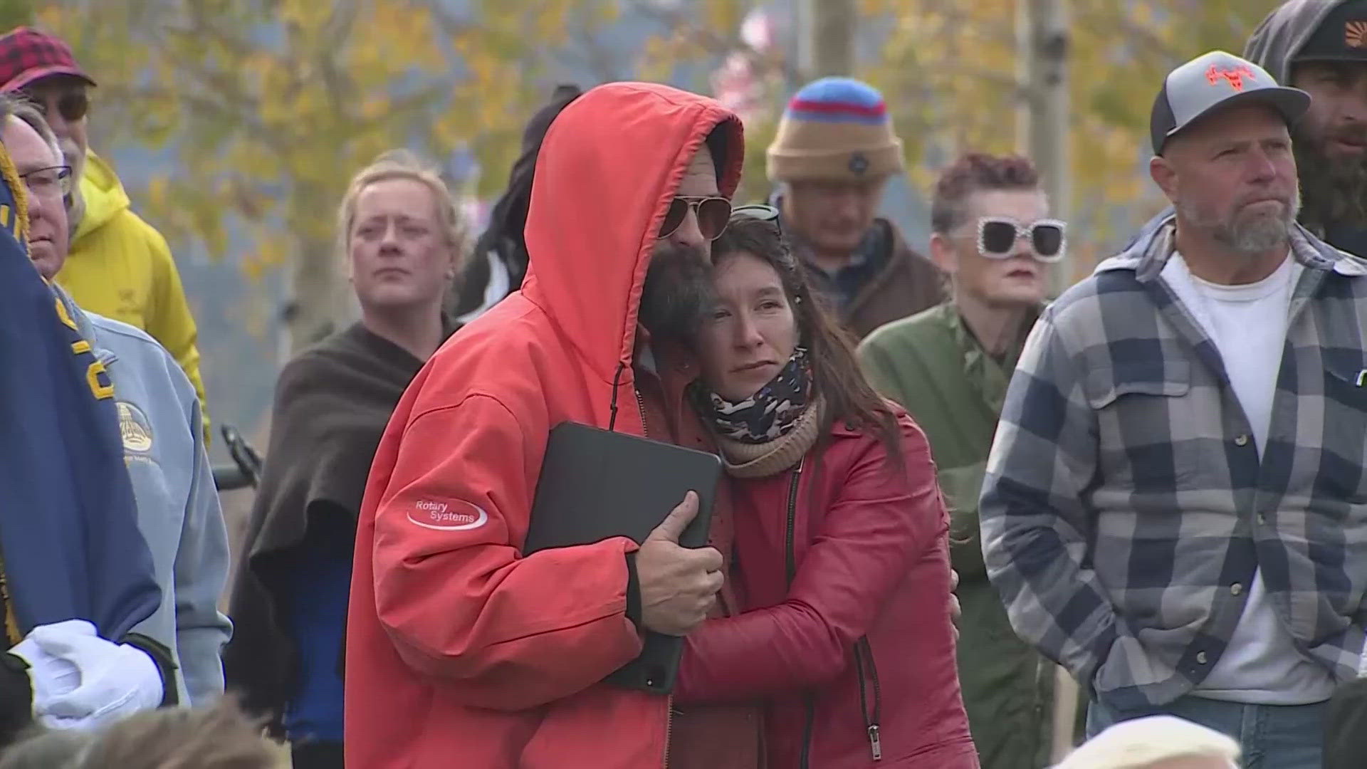 Community members lined the main strip of Cripple Creek as first responders held a procession for Patrick, the tour guide who died in the gold mine accident.