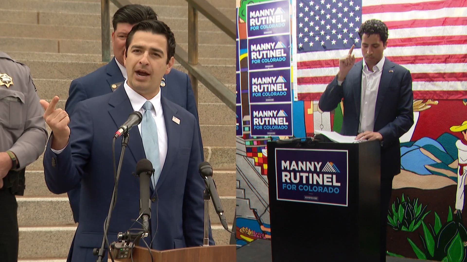 Competitive Advertising Stage Example Republican Congressman Gabe Evans and Democrat Manny Rutinel debate on ...